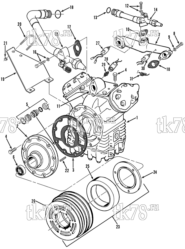 Каталог запчастей для Thermo King  COMPRESSOR GROUP (2C19297G04, KIT 715512)