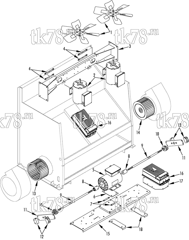 Каталог запчастей для Thermo King T1 Series M52 Thru M67 MOTORS & FANS (RELIANCE MOTORS)