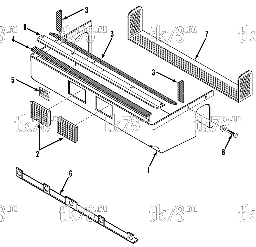 Каталог запчастей для Thermo King ShuttleAIRE S-20 EVAPORATOR COVER (S-20 II, 1/97 & After)