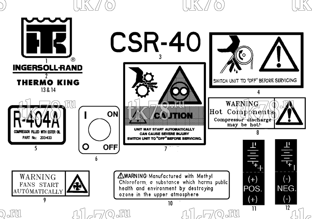 Каталог запчастей для Thermo King CSR 40 for PIL NAMEPLATES (CSR 40)