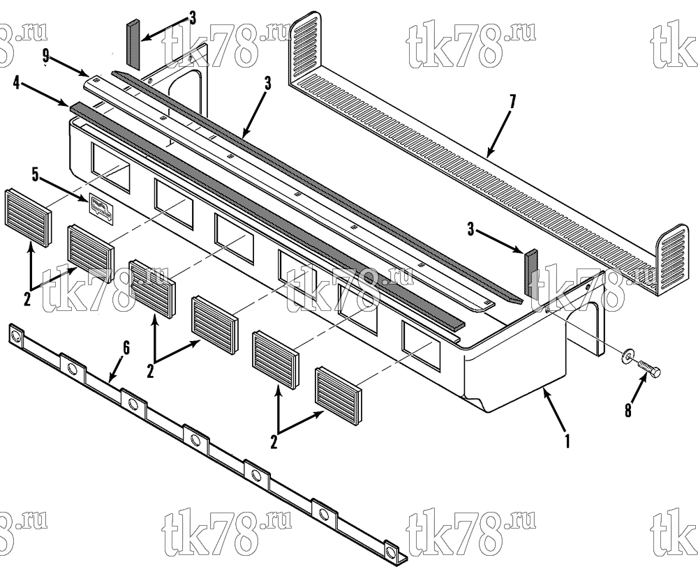 Каталог запчастей для Thermo King ShuttleAIRE Series Bus EVAPORATOR COVER (S-40, S-45, 1/97 & After)