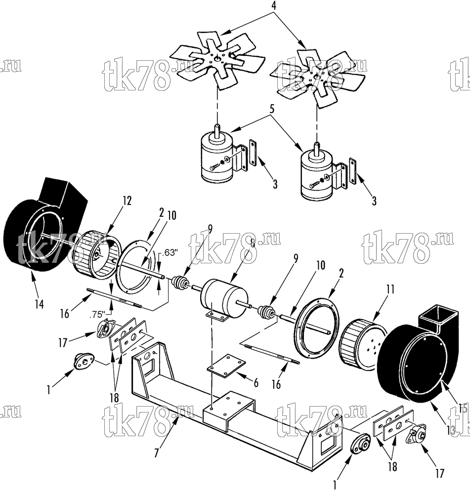 Каталог запчастей для Thermo King  MOTORS, BLOWERS & FANS (G.E. & OHIO MOTORS)