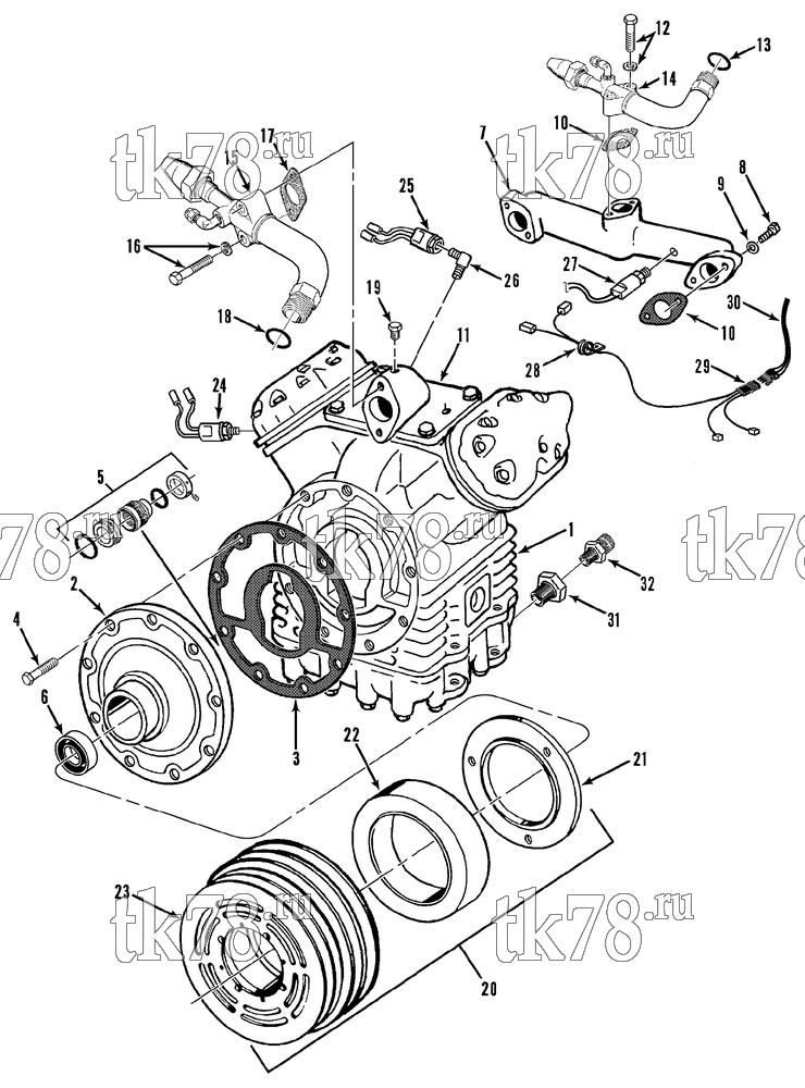 Каталог запчастей для Thermo King  COMPRESSOR GROUP (2C23335G02, KIT 715370)