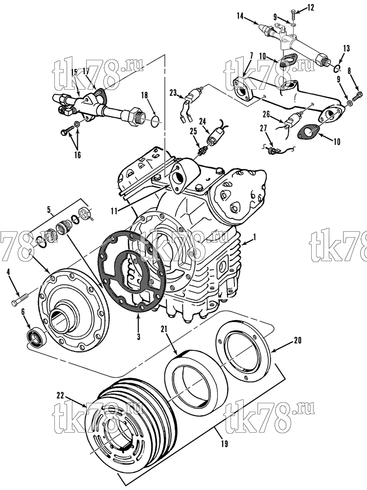 Каталог запчастей для Thermo King T2-M98 COMPRESSOR GROUP (9228C17G09, KIT 715513)