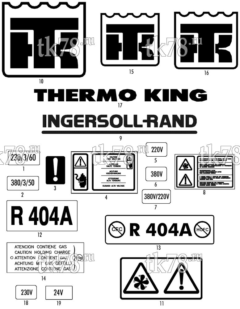 Каталог запчастей для Thermo King F-2 to F-5 Eutectic NAMEPLATES