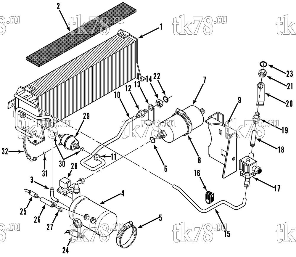 Каталог запчастей для Thermo King V-250 REFRIGERATION - CONDENSER (V-250 10s w/ OIL SEPARATOR)