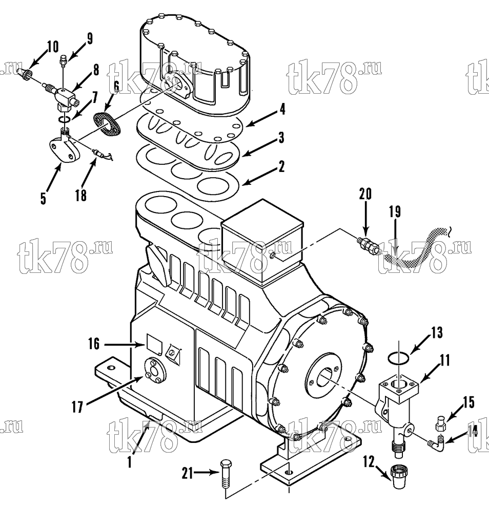 Каталог запчастей для Thermo King CRR 40 mP-C 2000 COMPRESSOR GROUP