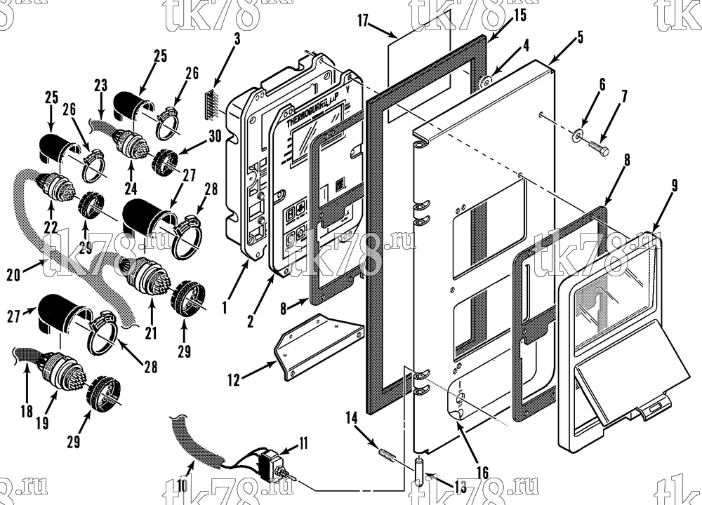 Каталог запчастей для Thermo King SB-III SR MP IV+ TG VI & Rail w/se 2.2 Engine CONTROL BOX COVER (SB-III 30 RAIL w/ MP-V)