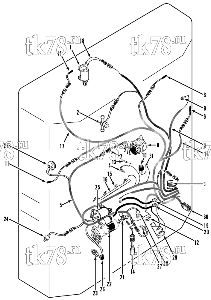 Каталог запчастей для Thermo King SB-III SR MP IV+ TG VI & Rail w/se 2.2 Engine ELECTRICAL COMPONENTS (SB-III 30 RAIL)