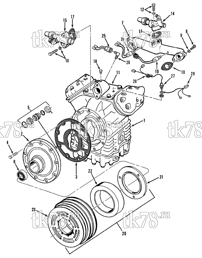 Каталог запчастей для Thermo King ARTI-1000 & 1004 ARTII-1000 & 1004 COMPRESSOR GROUP (1C74448G02, KIT 715087)