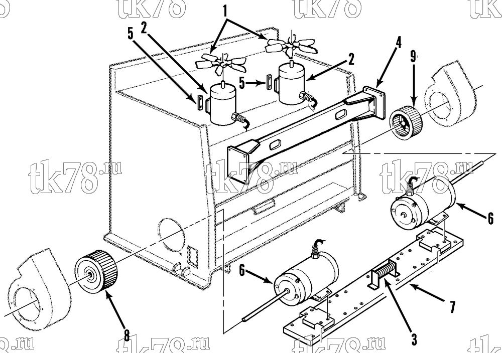 Каталог запчастей для Thermo King T1 Series M52 Thru M67 MOTORS & FANS GROUP (OHIO MOTORS - DUAL EVAP)