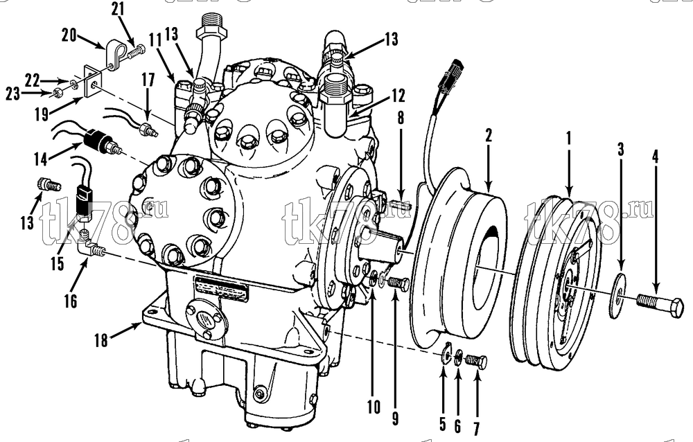 Каталог запчастей для Thermo King T1 Series M52 Thru M67 COMPRESSOR GROUP (KIT 715695)