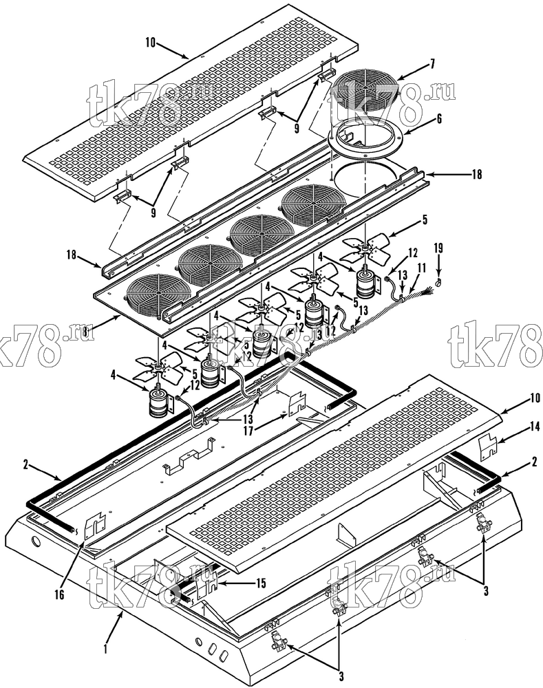 Каталог запчастей для Thermo King R5-M2, M3, M5-M8, M12, RH5-M1, M2, R5-HP M6 CONDENSER STRUCTURAL - MOTORS & FANS (R5 HP)