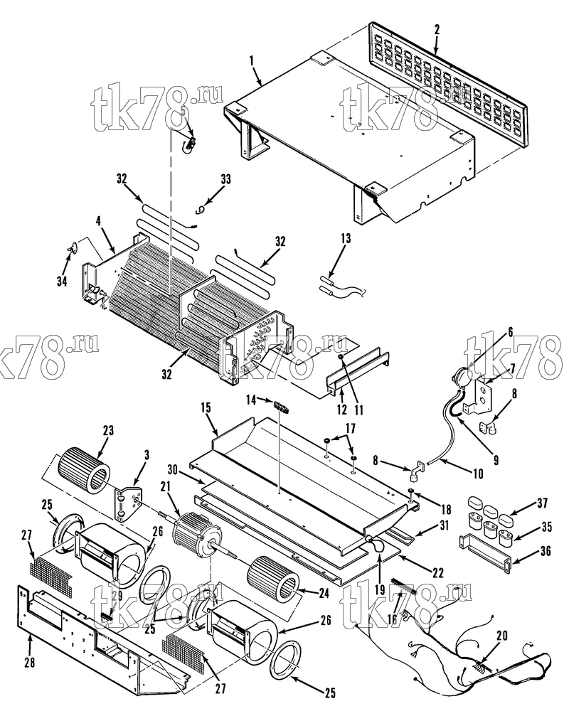 Каталог запчастей для Thermo King  EVAPORATOR STRUCTURAL/ELECTRICAL (ECT-I 50, 714465)