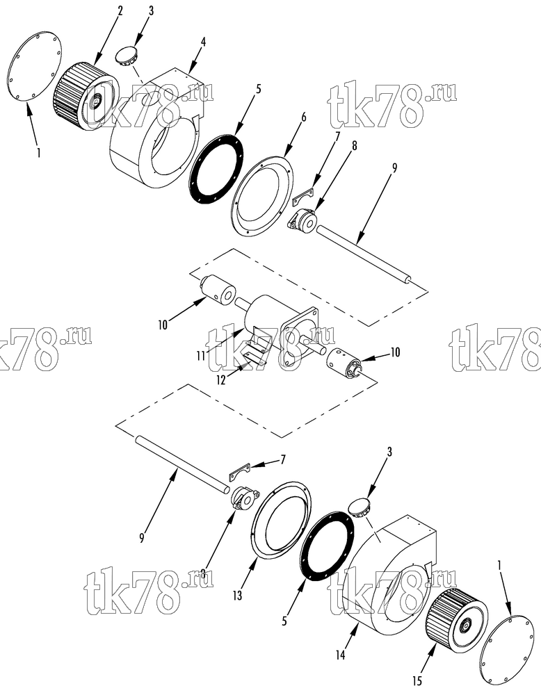 Каталог запчастей для Thermo King E4-M1, M2 & M3 EVAPORATOR FAN GROUP