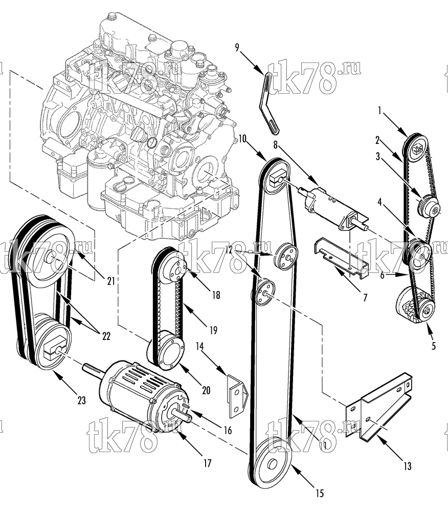 Каталог запчастей для Thermo King SL-400 BELT GROUP (50s)