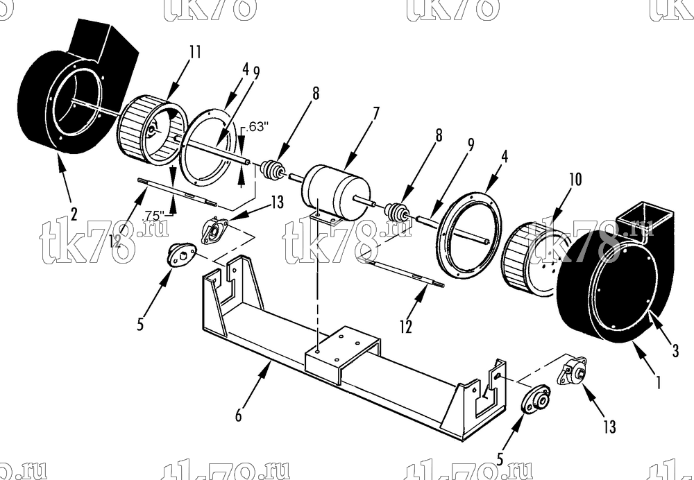 Каталог запчастей для Thermo King TH11 Series M1 Thru M8 MOTOR & BLOWERS GROUP (M6, M8)