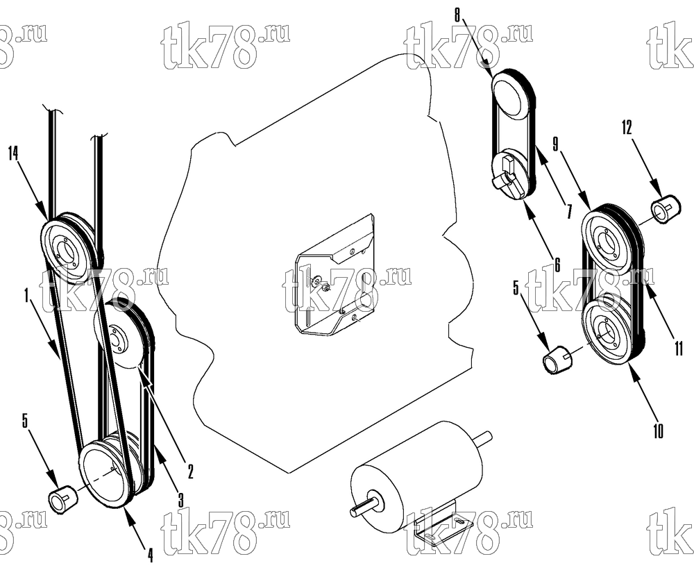 Каталог запчастей для Thermo King LND-II EMEIA w/TK 3.95 Engine PULLEYS & BELTS (FM)