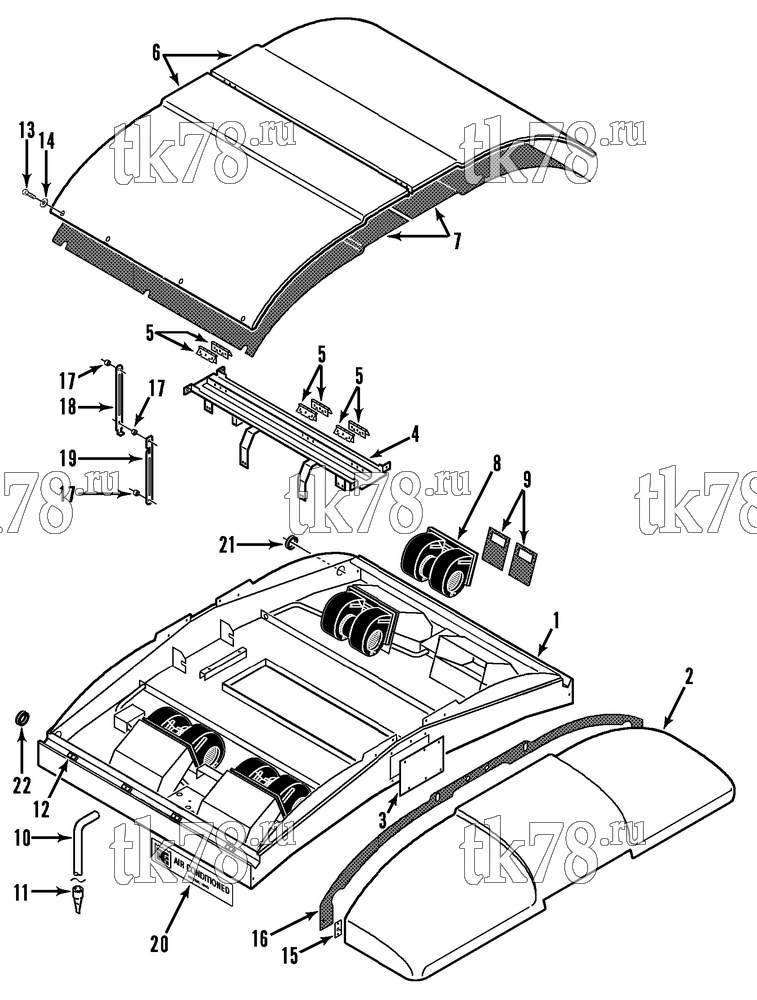 Каталог запчастей для Thermo King  EVAPORATOR STRUCTURAL & BLOWERS (040580 & 040581)