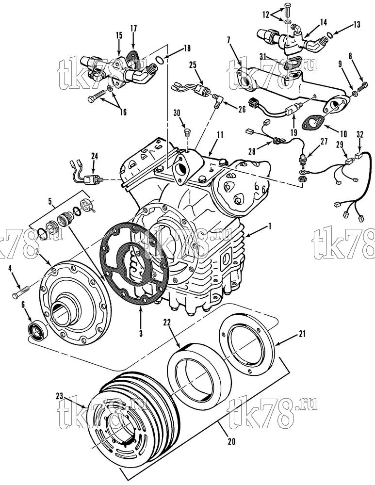 Каталог запчастей для Thermo King  COMPRESSOR GROUP (9243C68G02, KIT 040836)