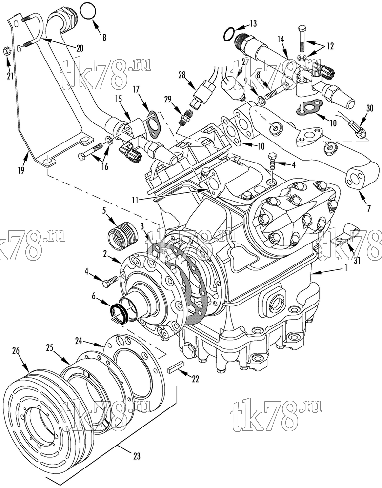Каталог запчастей для Thermo King T2-M81 COMPRESSOR GROUP (2C19297G05, KIT 715919)