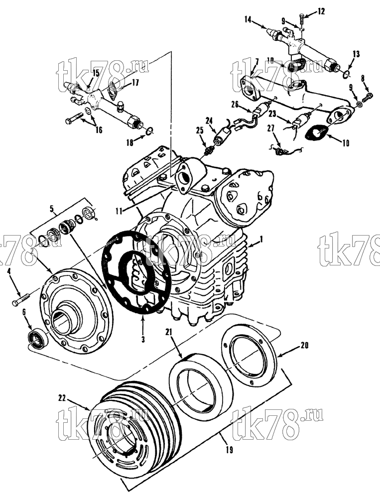 Каталог запчастей для Thermo King  COMPRESSOR GROUP (5D37227G14, KIT 715972)