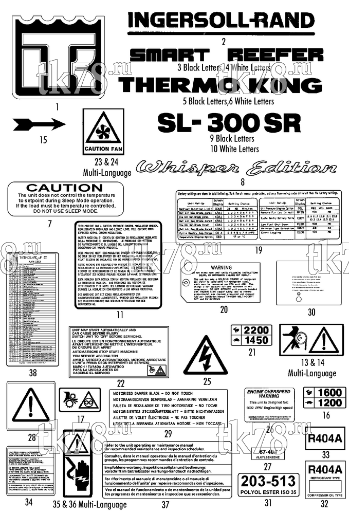 Каталог запчастей для Thermo King SL-300 NAMEPLATES