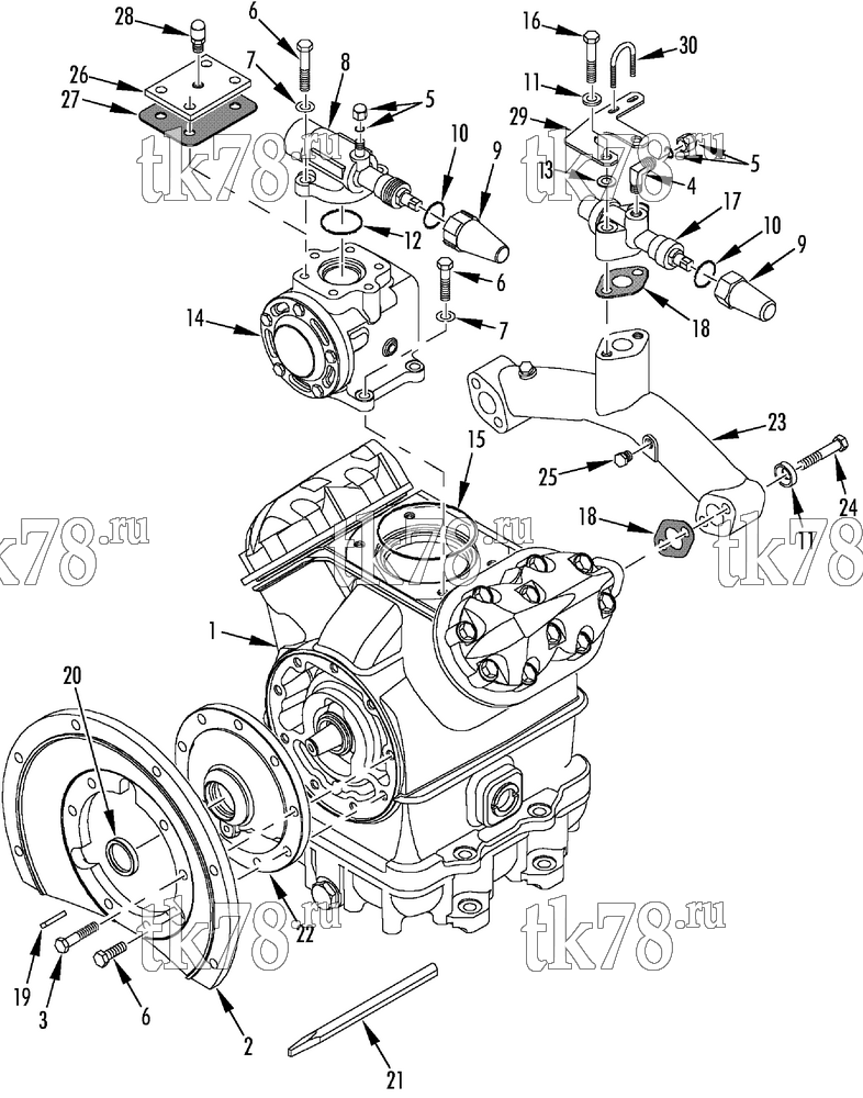 Каталог запчастей для Thermo King SB-III SR MP IV+ TG VI & Rail w/se 2.2 Engine COMPRESSOR GROUP - X430 (w/ LARGE SHAFT)