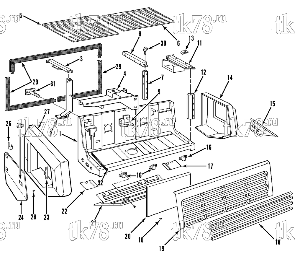 Каталог запчастей для Thermo King RD-II TLE STRUCTURAL COMPONENTS - CONDENSER