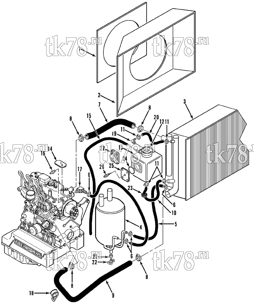 Каталог запчастей для Thermo King RD-II TLE ENGINE COOLING SYSTEM