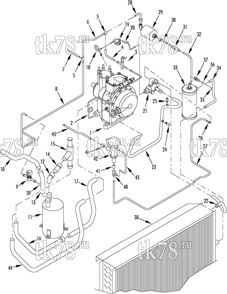 Каталог запчастей для Thermo King TS-300 w/TK 3.74 Engine REFRIGERATION - CONDENSER (Before 1/01)