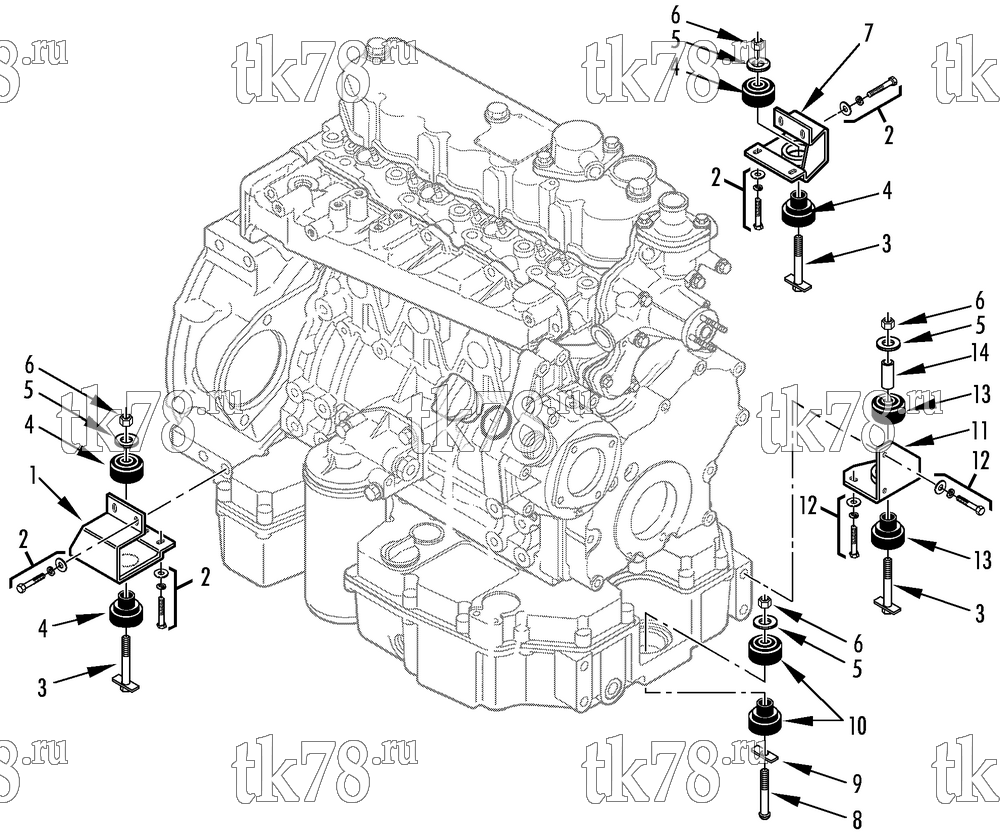 Каталог запчастей для Thermo King Super-II 30 190Y ENGINE MOUNTING GROUP (TK486/486E)