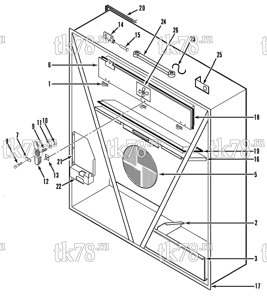 Каталог запчастей для Thermo King CRR 40 mP-C 2000 ID STRUCTURAL COMPONENTS (2 & 3 EVAP FANS)