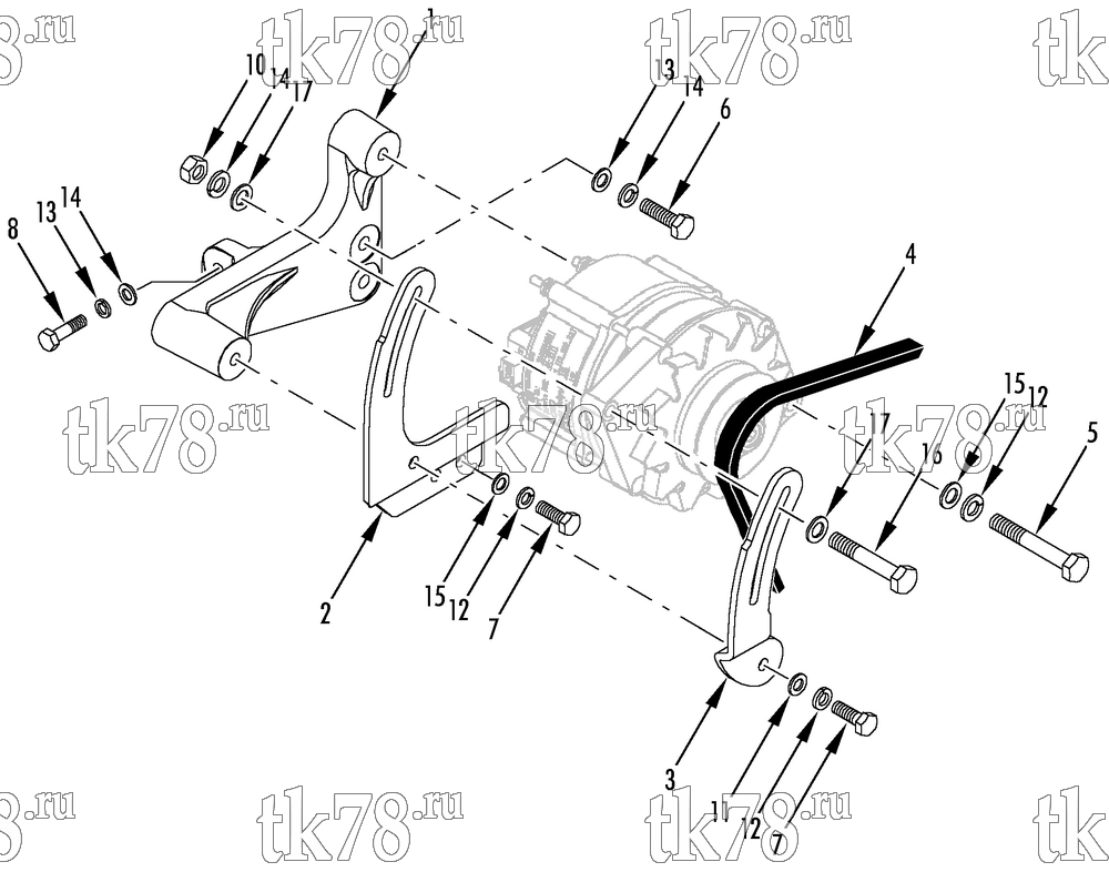Каталог запчастей для Thermo King SB-300 30 ALTERNATOR MOUNTING (TK486 & TK482 w/ LOW MOUNT WATER PUMP)