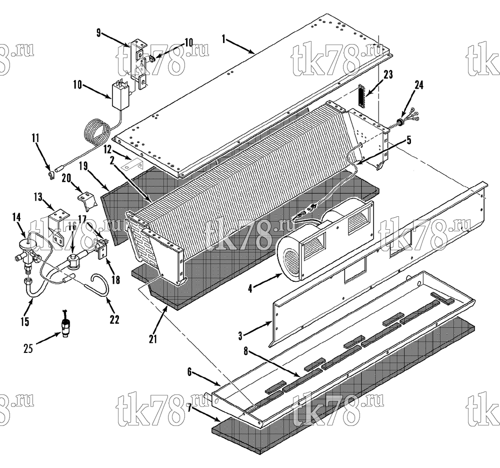 Каталог запчастей для Thermo King ShuttleAIRE Series Bus EVAPORATOR COMPONENTS (S-20, S-30 1000 & 1004)