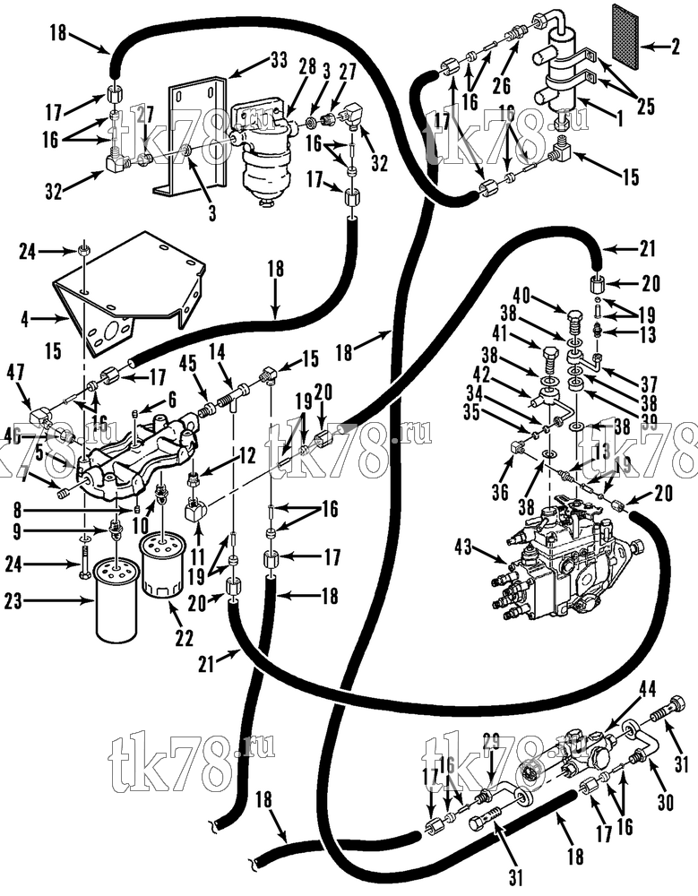 Каталог запчастей для Thermo King SGSM FUEL FILTERS, HOSES & HEATER (CGSM, SGSM, CGCM, SGCM, OPTIONAL, Before 7/98)