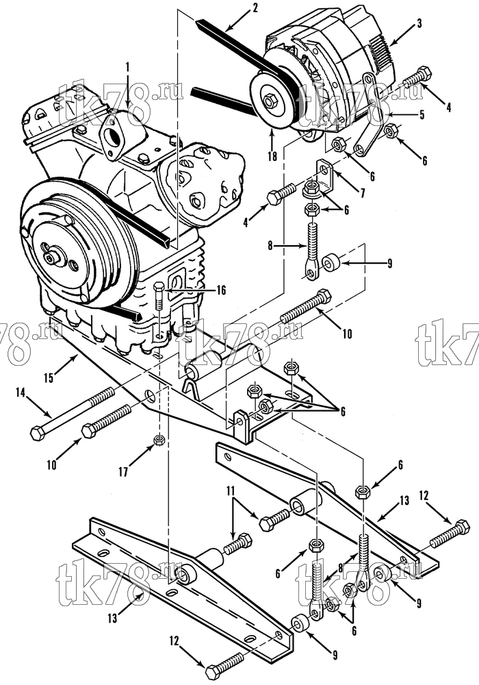 Каталог запчастей для Thermo King  COMPRESSOR/ALTERNATOR MOUNTING