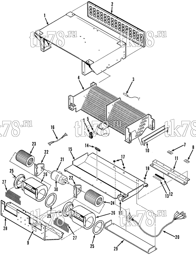 Каталог запчастей для Thermo King SB-III WHISPER MULTI-TEMP SR ECT SR EVAPORATOR - STRUCTURAL/ELECTRICAL KIT (715475)