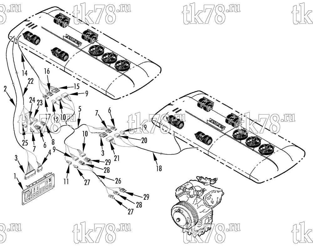 Каталог запчастей для Thermo King  HARNESS ART ARTICULATION (099062)