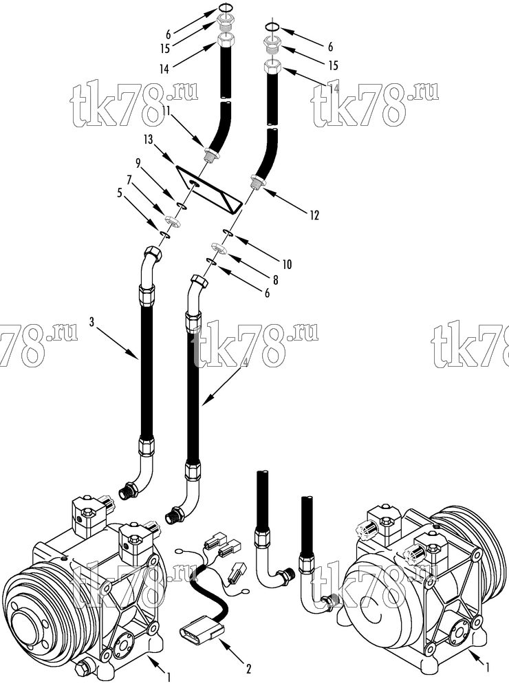 Каталог запчастей для Thermo King LRT-I 1000/1004 & LRT-II 1000/1004 HOSE KIT (099194, 715548)