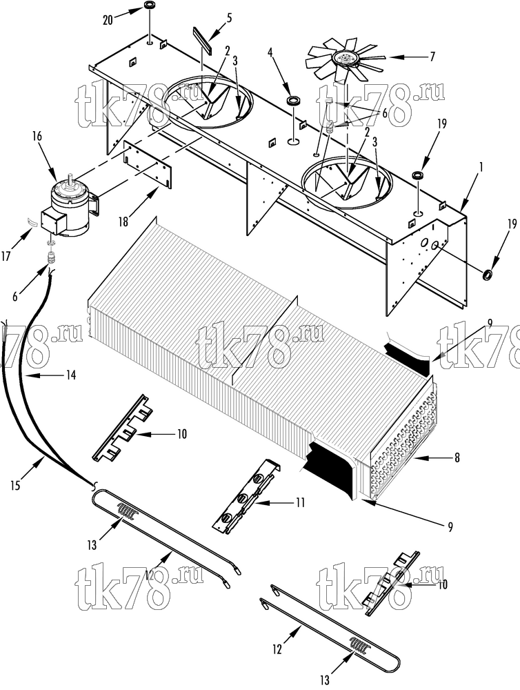 Каталог запчастей для Thermo King CSR 40 EVAPORATOR GROUP (TWO FAN)