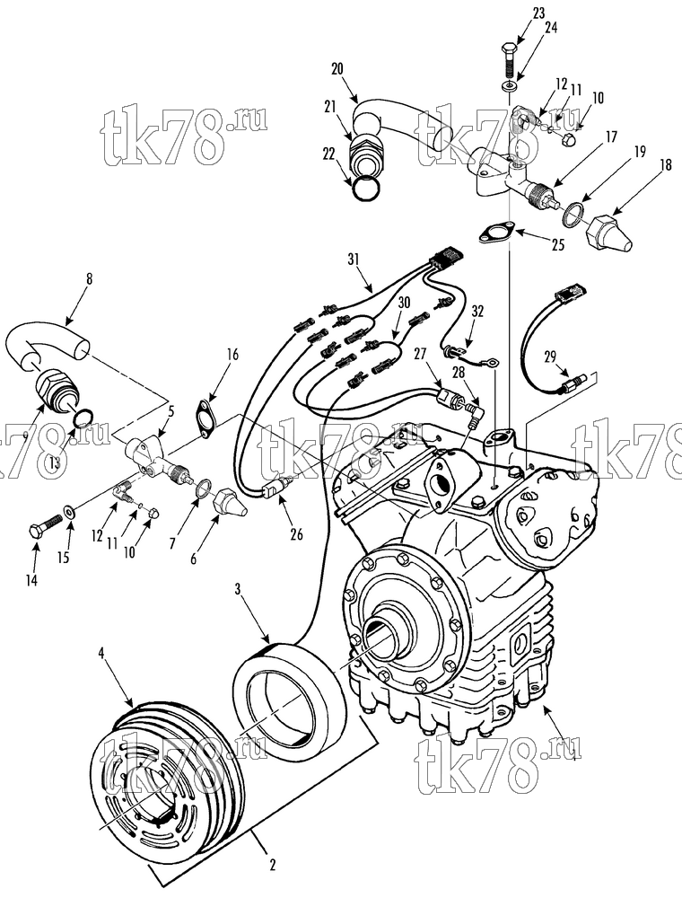 Каталог запчастей для Thermo King  COMPRESSOR GROUP (9180C29G10, KIT 718304)