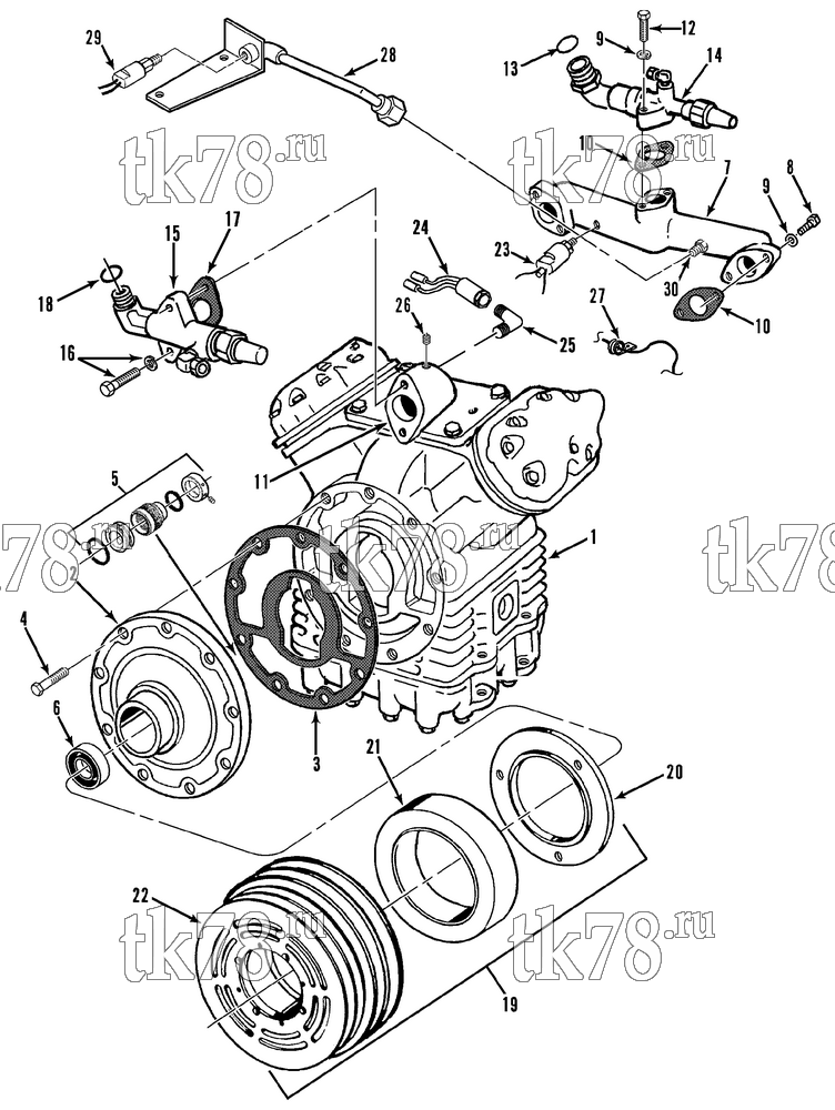 Каталог запчастей для Thermo King  COMPRESSOR GROUP (2C25865G03,KIT 718402)