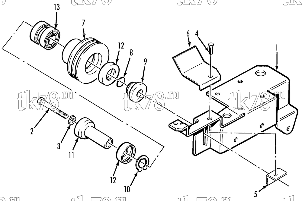 Каталог запчастей для Thermo King SDZ 30 & 50 EMEIA w/TK 2.49 Engine IDLER PULLEY GROUP