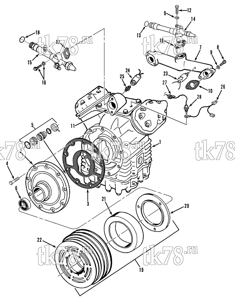 Каталог запчастей для Thermo King  COMPRESSOR GROUP (9228C17G01, KIT 714711)