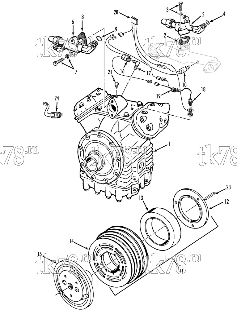 Каталог запчастей для Thermo King  COMPRESSOR GROUP (1C74448G11, KIT 718490)