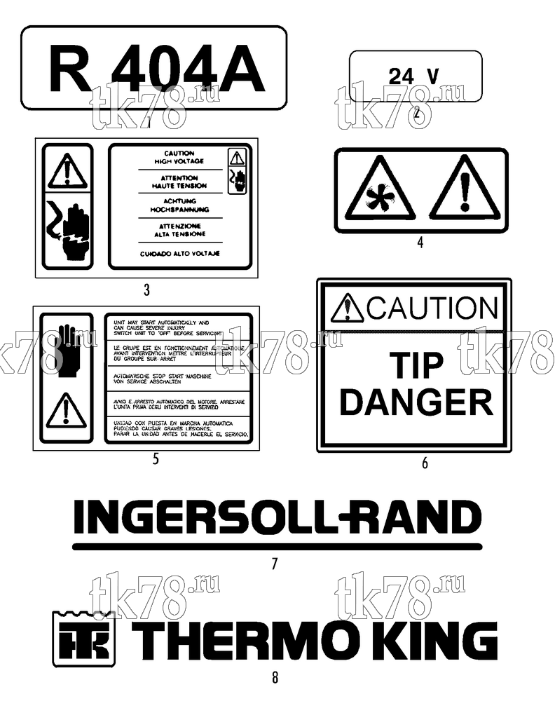 Каталог запчастей для Thermo King VM-405 MAX EL for USMC 4110-01-468-9792 NAMEPLATES