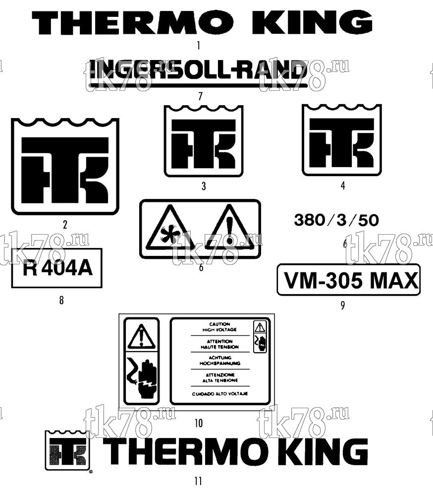 Каталог запчастей для Thermo King  NAMEPLATES (VM-300 MAX & VM-305 MAX)