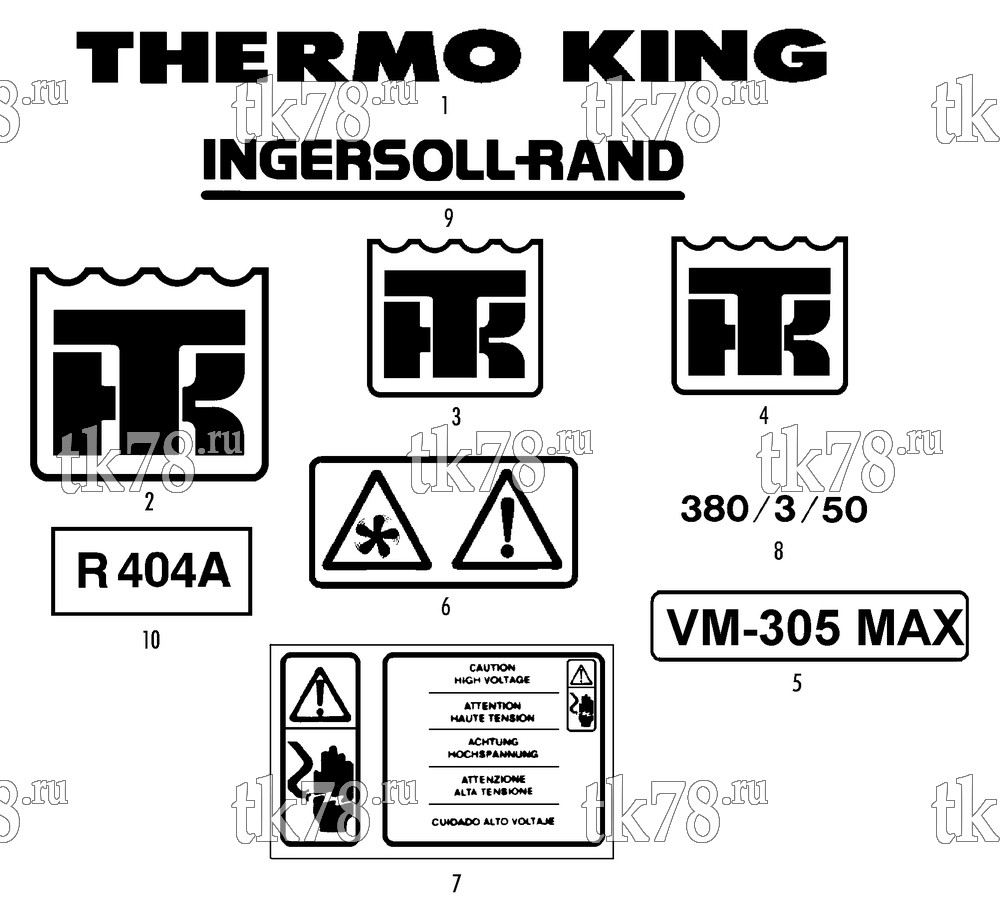 Каталог запчастей для Thermo King VM-305 MAX BIT 270mm & VM-305 MAX BIT SLE NAMEPLATES (VM-305 MAX BIT SLE)