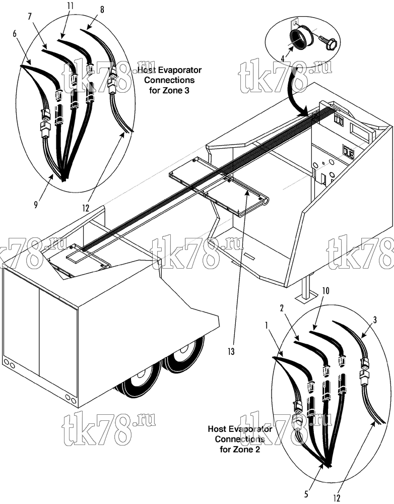 Каталог запчастей для Thermo King  TLE-3 ZONE 3 INSTALLATION (KIT 818068)